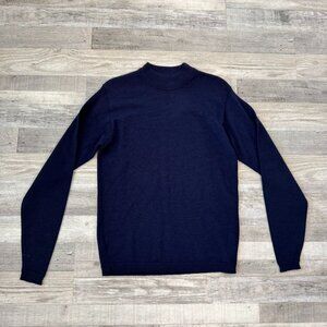 Vintage Pendleton Pure Virgin wool blue mockneck men sweater size small tall B18